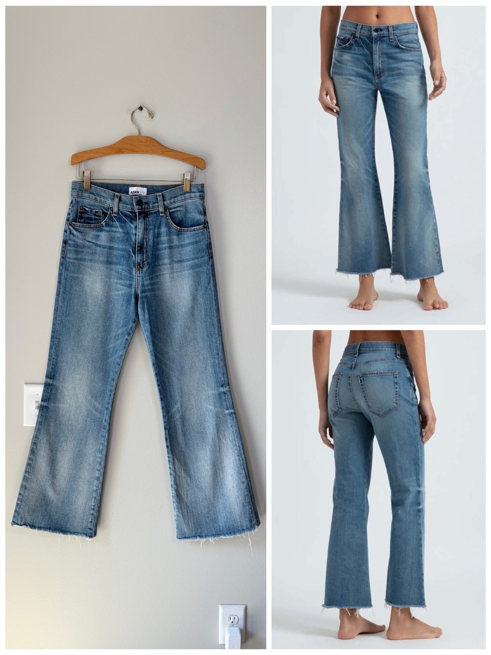 ASKK NY The Geek High Rise Cropped Ankle Length Boot Cut Jeans in Joshua Tree